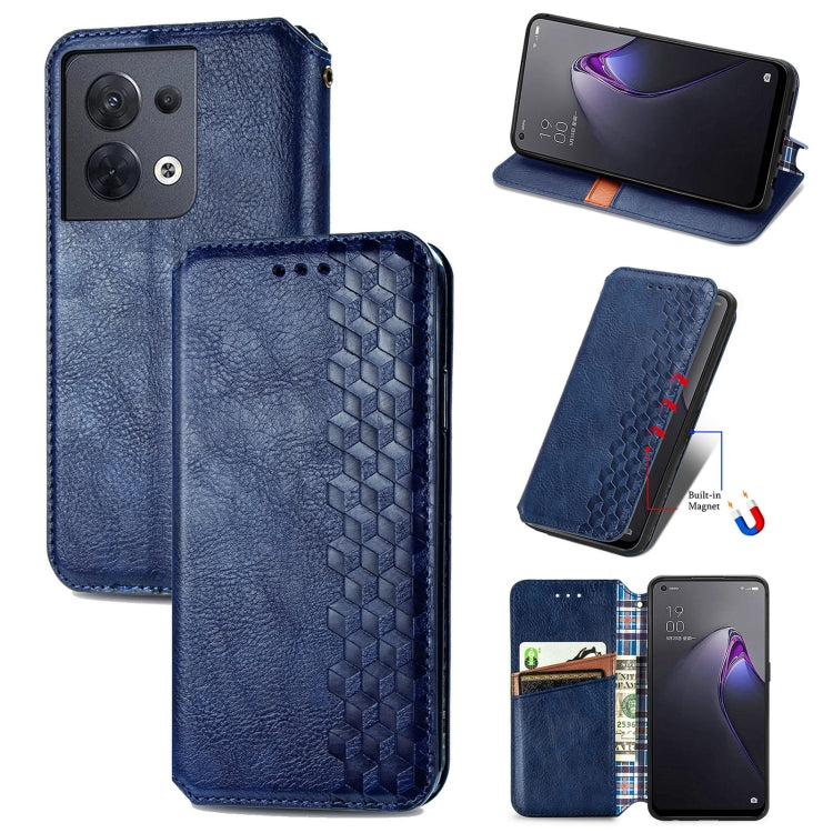 Custodia per telefono in pelle magnetica pressata a griglia cubica, For Honor X8 5G, For infinix Note 11, For OPPO Reno8 Pro, For OPPO Reno8
