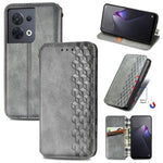 Custodia per telefono in pelle magnetica pressata a griglia cubica, For Honor X8 5G, For infinix Note 11, For OPPO Reno8 Pro, For OPPO Reno8