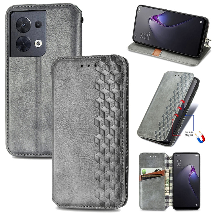 Custodia per telefono in pelle magnetica pressata a griglia cubica, For Honor X8 5G, For infinix Note 11, For OPPO Reno8 Pro, For OPPO Reno8