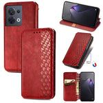 Custodia per telefono in pelle magnetica pressata a griglia cubica, For Honor X8 5G, For infinix Note 11, For OPPO Reno8 Pro, For OPPO Reno8