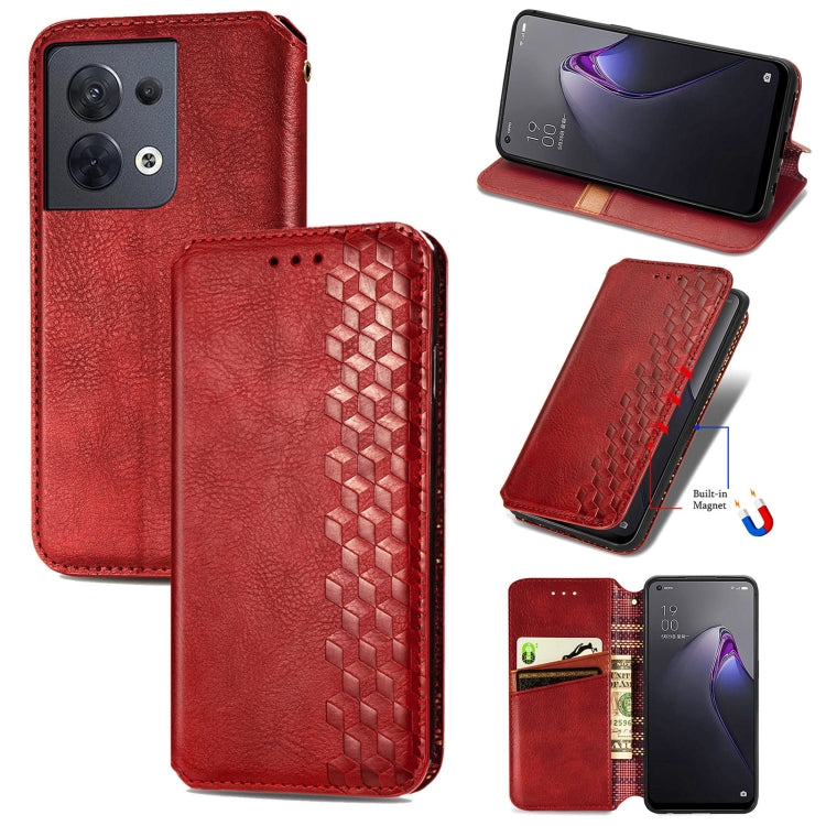 Custodia per telefono in pelle magnetica pressata a griglia cubica, For Honor X8 5G, For infinix Note 11, For OPPO Reno8 Pro, For OPPO Reno8