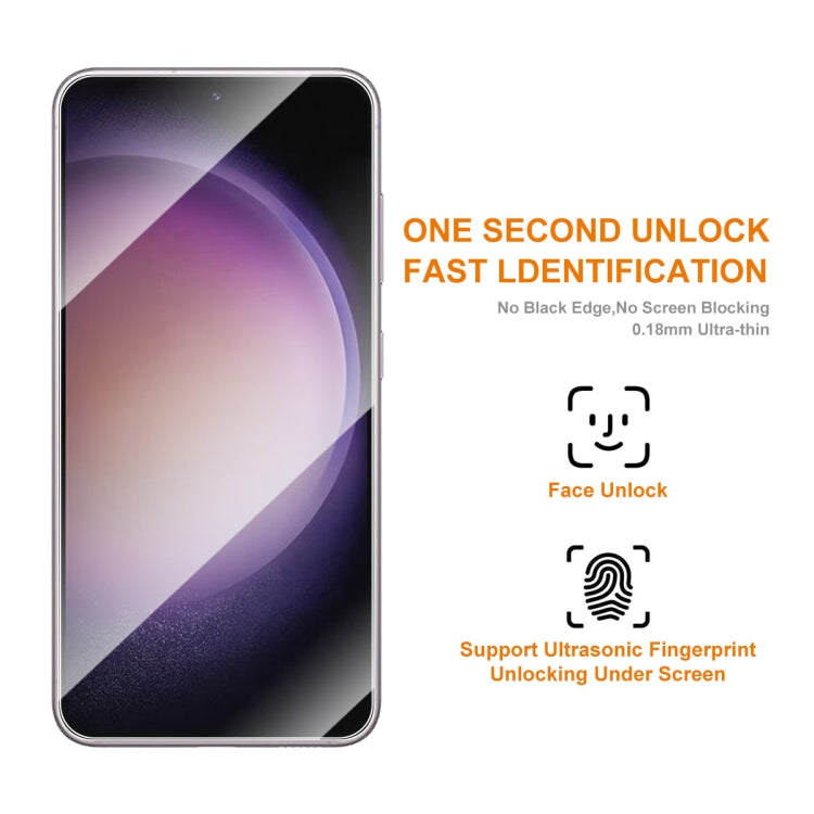 Per Samsung Galaxy S23 5G ENKAY Hat-Prince 0.18mm Ultra-sottile 9H Supporto per pellicola in vetro temperato Ultrasonic Fingerprint Unclock, 1pc, 2pcs, 5pcs, 10pcs