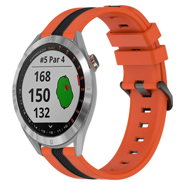Cinturino in silicone bicolore verticale da 20 mm, For Garmin Approach S40, For Garmin Forerunner 158