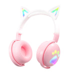 KE28 RGB Cute Cat Ears Bluetooth Wireless Music Headset con microfono staccabile