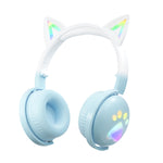KE28 RGB Cute Cat Ears Bluetooth Wireless Music Headset con microfono staccabile