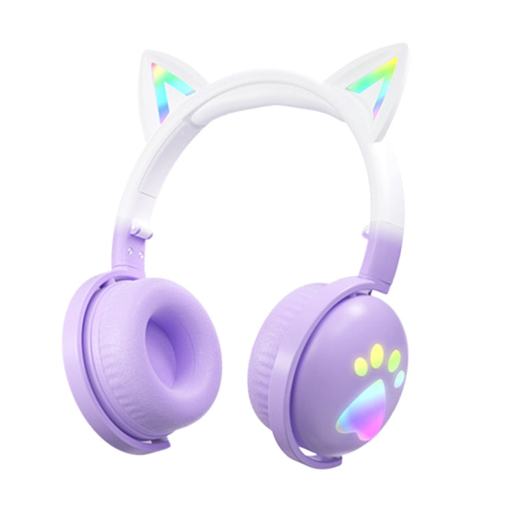 KE28 RGB Cute Cat Ears Bluetooth Wireless Music Headset con microfono staccabile
