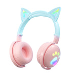 KE28 RGB Cute Cat Ears Bluetooth Wireless Music Headset con microfono staccabile
