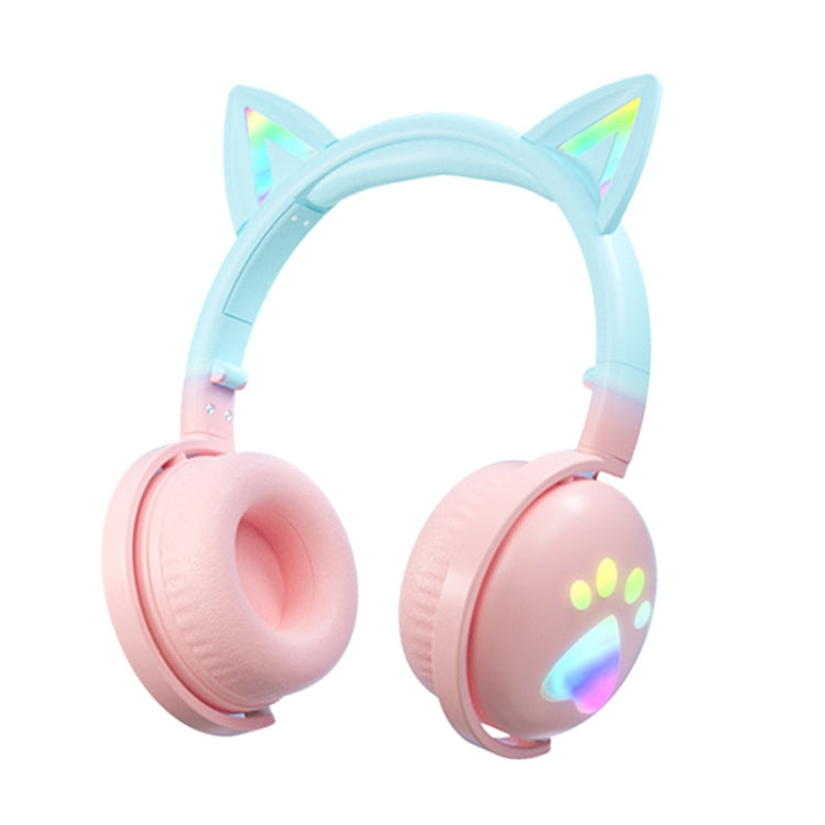 KE28 RGB Cute Cat Ears Bluetooth Wireless Music Headset con microfono staccabile