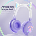 KE28 RGB Cute Cat Ears Bluetooth Wireless Music Headset con microfono staccabile