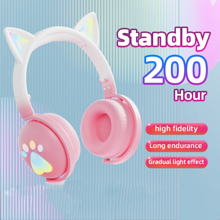 KE28 RGB Cute Cat Ears Bluetooth Wireless Music Headset con microfono staccabile