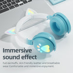 KE28 RGB Cute Cat Ears Bluetooth Wireless Music Headset con microfono staccabile