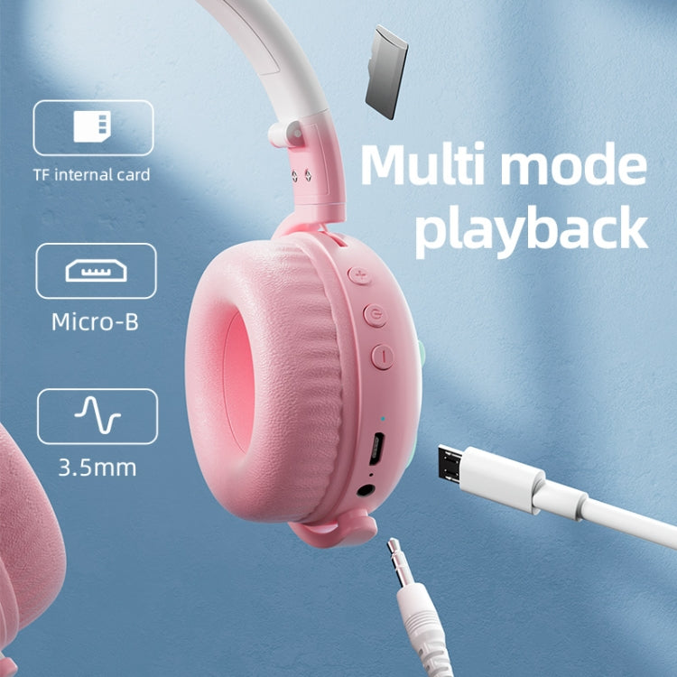 KE28 RGB Cute Cat Ears Bluetooth Wireless Music Headset con microfono staccabile
