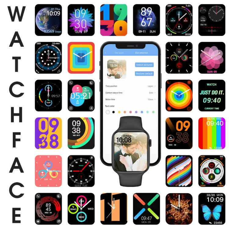 W38 Smart Watch con schermo a colori da 1,9 pollici, supporto per il monitoraggio della frequenza cardiaca/monitoraggio della pressione sanguigna