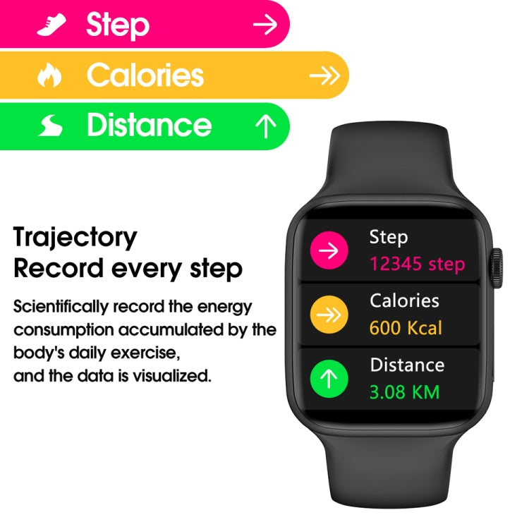 W38 Smart Watch con schermo a colori da 1,9 pollici, supporto per il monitoraggio della frequenza cardiaca/monitoraggio della pressione sanguigna