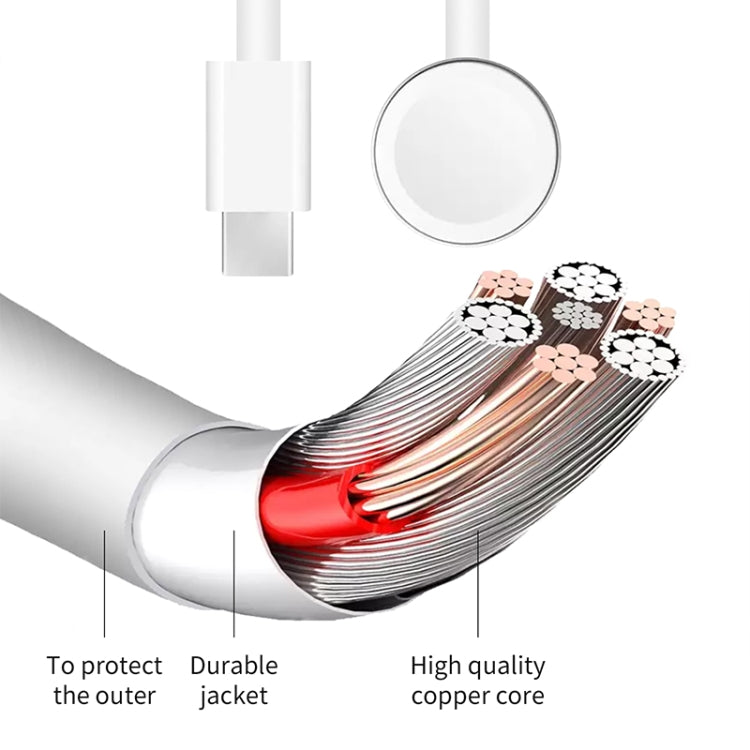 Cavo di ricarica rapido magnetico USB-C / Type-C da 1 m per orologi Apple Series Ultra/8/7/6/SE/SE2/5/4/3/2, DS-XB012