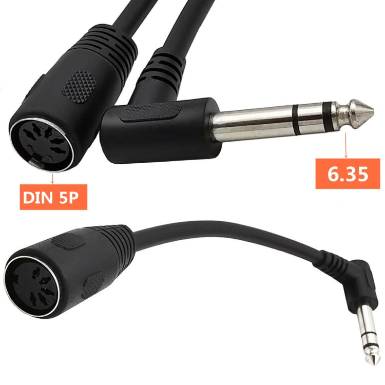 JUNSUNMAY Adattatore audio stereo MIDI da 6,35 mm 1/4 di pollice maschio a femmina a 5 pin, lunghezza cavo: 20 cm, Cable Length: 20cm