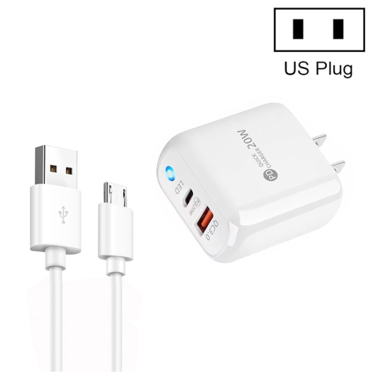 Caricabatterie USB Type-C con cavo Micro USB 20W