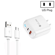 PD04 Type-C + Caricabatteria per telefono cellulare USB con cavo da USB a micro USB, spina americana, US Plug + USB to Micro USB Cable