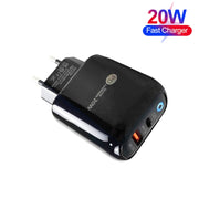 PD04 Type-C + USB Caricabatteria per telefono cellulare con cavo da USB a micro USB, spina europea, EU Plug + USB to Micro USB Cable