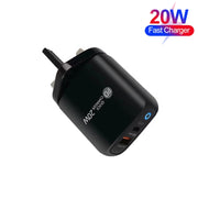 PD04 Type-C + USB Caricabatteria per telefono cellulare con cavo da USB a micro USB, spina UK, UK Plug + USB to Micro USB Cable