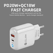 PD04 Type-C + USB Caricabatteria per telefono cellulare con cavo da USB a Type-C, spina europea, EU Plug + USB to Type-C Cable