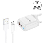 Caricabatterie USB + Type-C con cavo 1m e spina UK