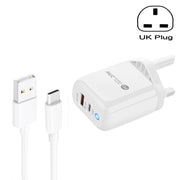 PD04 Type-C + USB Caricabatteria per telefono cellulare con cavo da USB a Type-C, spina UK, UK Plug + USB to Type-C Cable