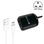 Caricabatterie USB + Type-C con cavo 1m e spina UK