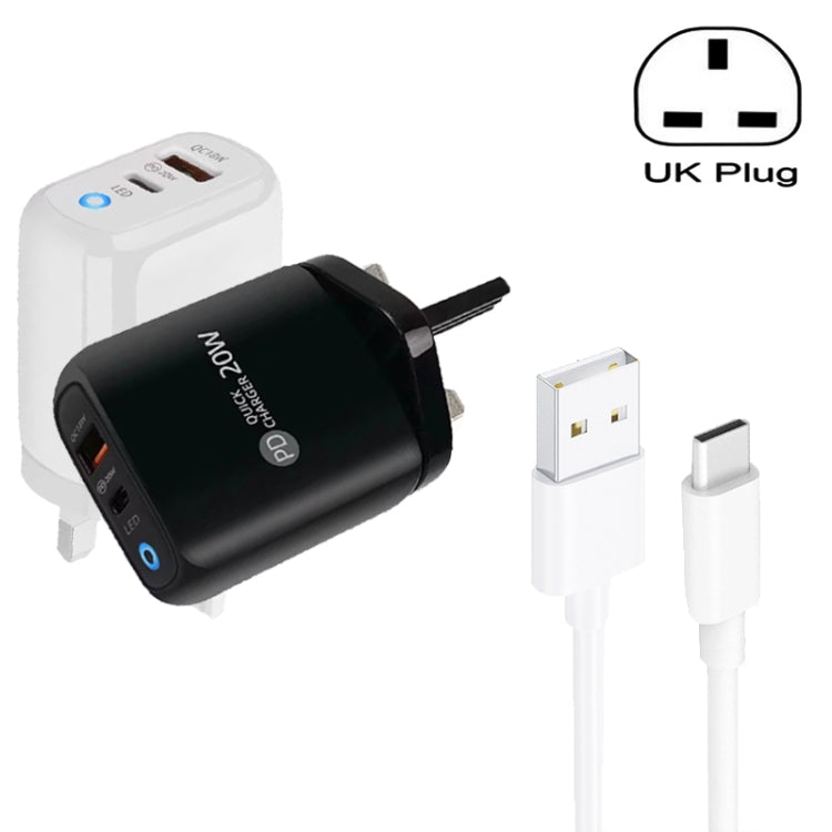 Caricabatterie USB + Type-C con cavo 1m e spina UK