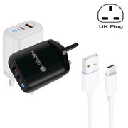 PD04 Type-C + USB Caricabatteria per telefono cellulare con cavo da USB a Type-C, spina UK, UK Plug + USB to Type-C Cable