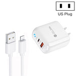 Caricabatterie per telefono cellulare PD04 Type-C + USB con cavo da USB a 8 pin, spina americana, US Plug + USB to 8 Pin Cable
