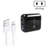 Caricabatterie per telefono cellulare PD04 Type-C + USB con cavo da USB a 8 pin, spina americana, US Plug + USB to 8 Pin Cable