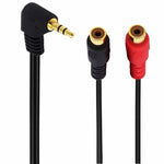 JUNSUNMAY Adattatore cavo audio stereo da gomito maschio da 3,5 mm a doppio RCA da 20 cm, 3.5mm Elbow to 2 RCA Female