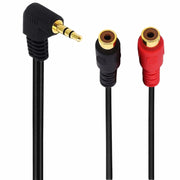 JUNSUNMAY Adattatore cavo audio stereo da gomito maschio da 3,5 mm a doppio RCA da 20 cm, 3.5mm Elbow to 2 RCA Female