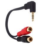 JUNSUNMAY Adattatore cavo audio stereo da gomito maschio da 3,5 mm a doppio RCA da 20 cm, 3.5mm Elbow to 2 RCA Female
