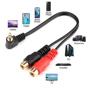 JUNSUNMAY Adattatore cavo audio stereo da gomito maschio da 3,5 mm a doppio RCA da 20 cm, 3.5mm Elbow to 2 RCA Female