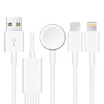 Per Apple Watch Series, iPhone e telefoni con porta Type-C Cavo di ricarica magnetico USB 3 in 1 da 4 piedi/1,2 m, DS-XB017