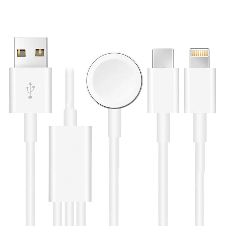 Per Apple Watch Series, iPhone e telefoni con porta Type-C Cavo di ricarica magnetico USB 3 in 1 da 4 piedi/1,2 m, DS-XB017