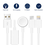 Per Apple Watch Series, iPhone e telefoni con porta Type-C Cavo di ricarica magnetico USB 3 in 1 da 4 piedi/1,2 m, DS-XB017