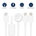Per Apple Watch Series e telefoni con doppia presa di tipo C Cavo di ricarica magnetico USB 3 in 1 da 4 piedi/1,2 m, DS-XB020
