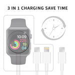 Per Apple Watch Series e telefoni con doppia presa di tipo C Cavo di ricarica magnetico USB 3 in 1 da 4 piedi/1,2 m, DS-XB020