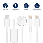 Per Apple Watch Series e iPhone 3 in 1 Cavo di ricarica magnetico Type-C da 4 piedi/1,2 m, DS-XB019