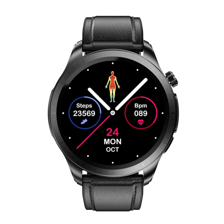 E420 Smart Watch con schermo a colori da 1,39 pollici, cinturino in pelle, supporto monitoraggio della frequenza cardiaca / monitoraggio della pressione sanguigna