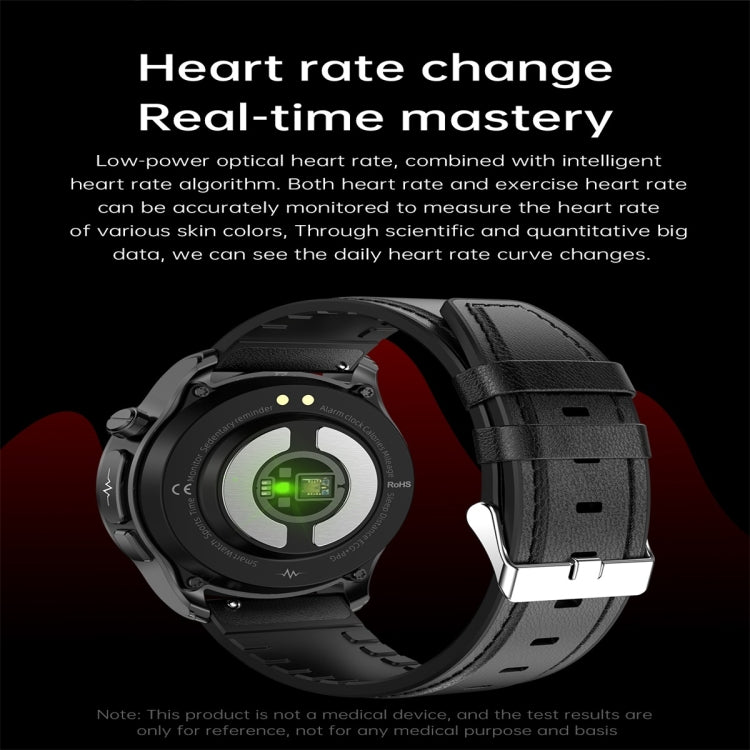 E420 Smart Watch con schermo a colori da 1,39 pollici, cinturino in pelle, supporto monitoraggio della frequenza cardiaca / monitoraggio della pressione sanguigna