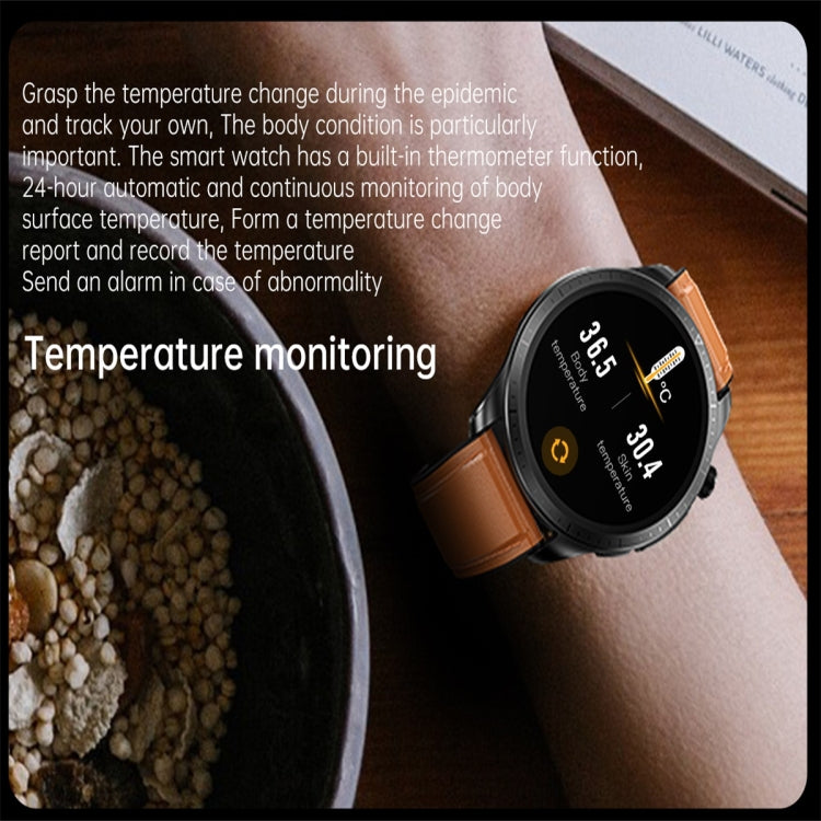 E420 Smart Watch con schermo a colori da 1,39 pollici, cinturino in pelle, supporto monitoraggio della frequenza cardiaca / monitoraggio della pressione sanguigna