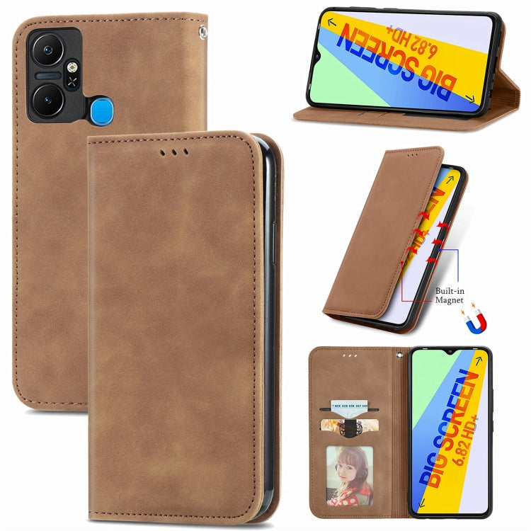 Custodia per telefono in pelle magnetica con vibrazione retrò al tatto, For Google Pixel 7A, For Infinix Smart 6 Plus, For Tecno Spark 9 Pro, For Xiaomi Mi 11 Ultra
