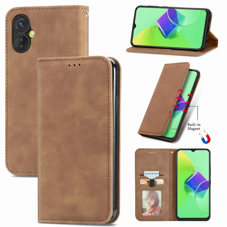 Custodia per telefono in pelle magnetica con vibrazione retrò al tatto, For Google Pixel 7A, For Infinix Smart 6 Plus, For Tecno Spark 9 Pro, For Xiaomi Mi 11 Ultra