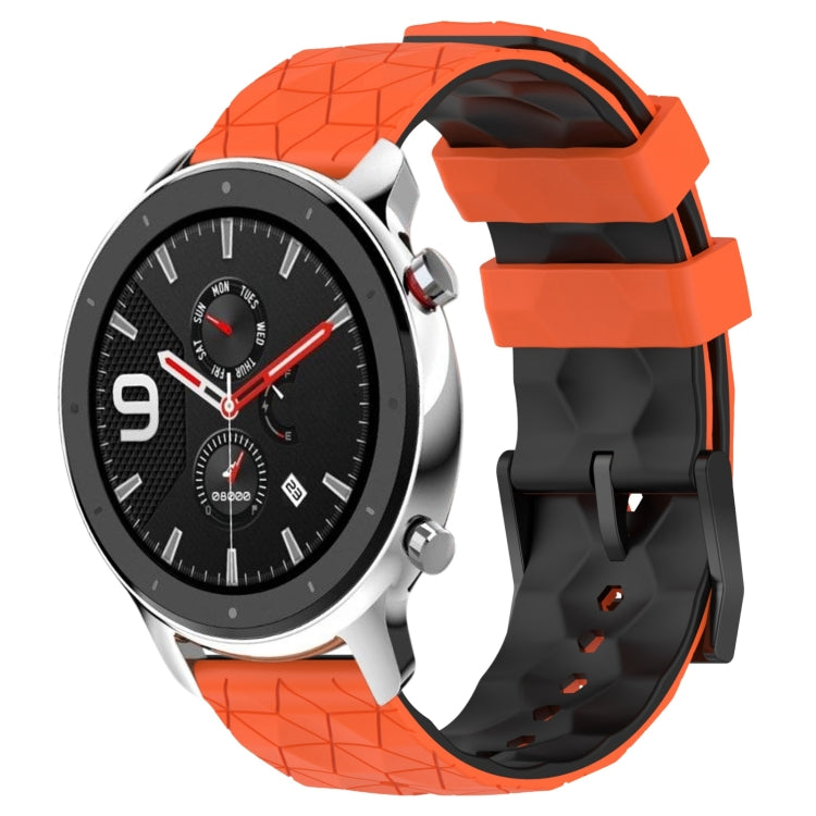 Cinturino per orologio in silicone bicolore con trama da calcio da 22 mm, For Amazfit GTR 4, For Amazfit GTR 4 Pro