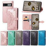 Custodia per telefono in pelle goffrata fiore mandala, For Google Pixel 7A, For vivo iQOO Neo 6