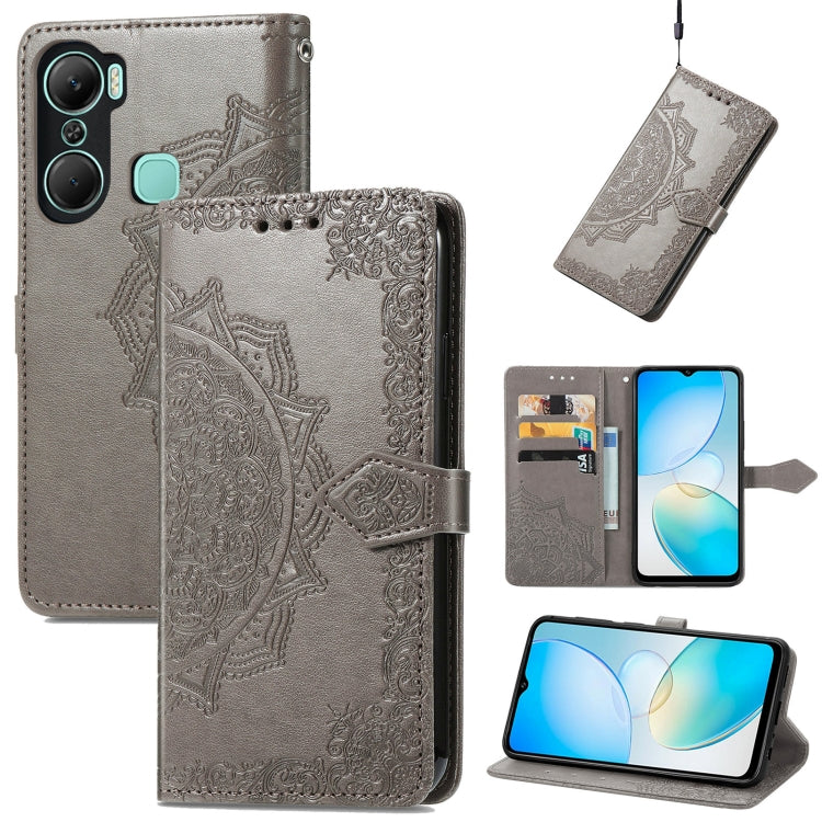 Custodia per telefono in pelle goffrata fiore mandala, For Infinix Hot 12 Pro, For Infinix Hot 12i, For ZTE Libero 5G III, For OPPO Reno9
